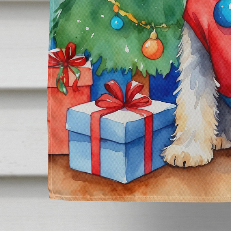 Drapeau de Noël maison de renne, Terrier Dandie Dinmont