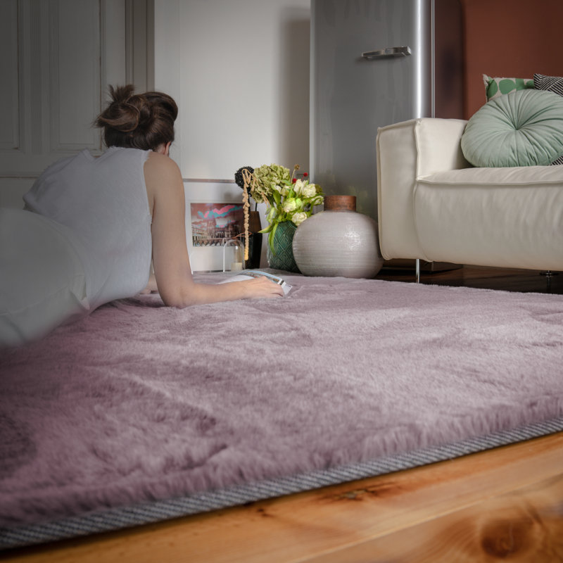 Jazz Uni Hand Tufted Area Rug, Rectangle 200 x 290cm, Mauve