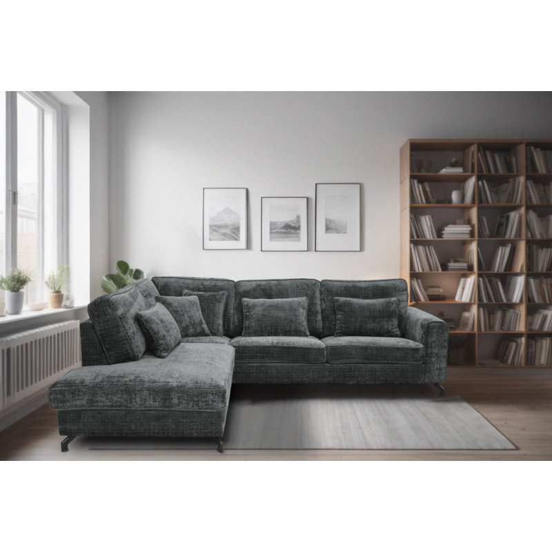 5 Seater Sofa & Chaise, Left Hand Facing, Black