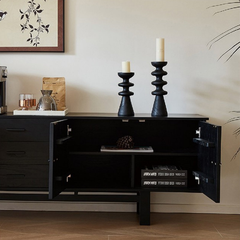 Meuble télé noir français au design rétro
