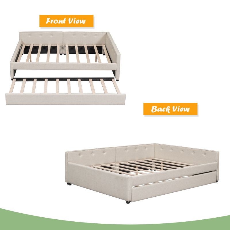 Upholstered Platform Bed With USB, Queen