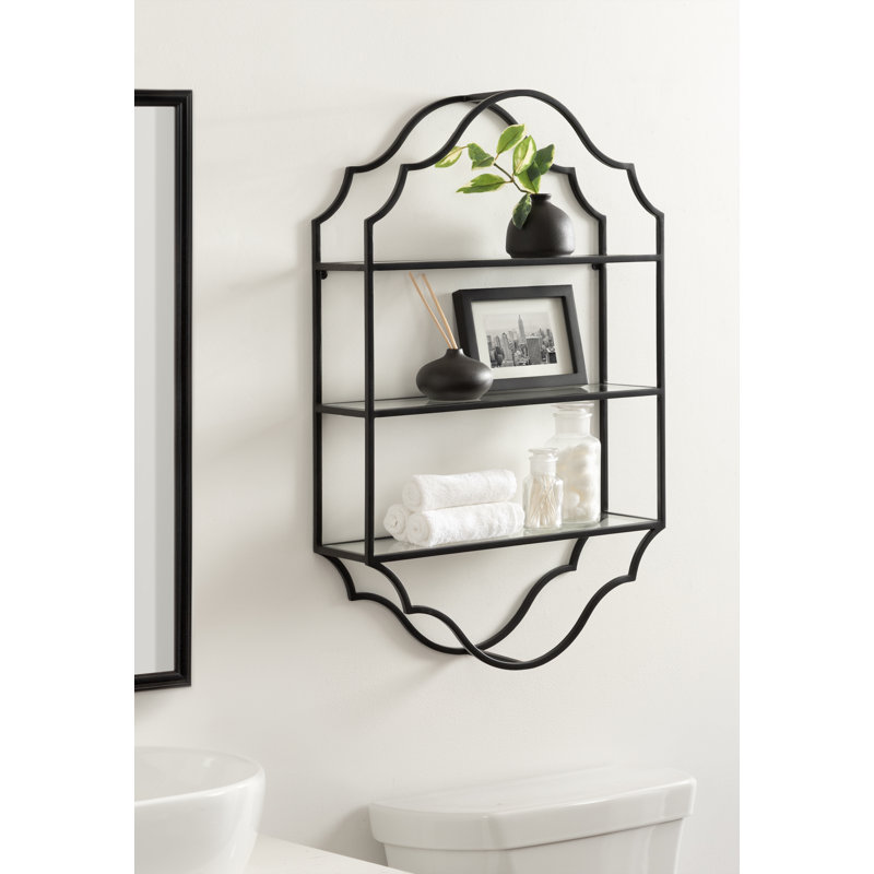 Leanna Ornate Tiered Wall Storage Shelf, Black