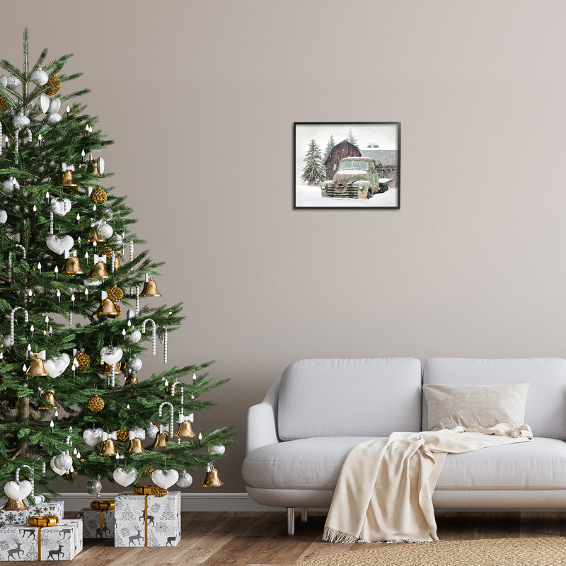 Vintage Snowy Landscape with Rusty Truck Canvas Art