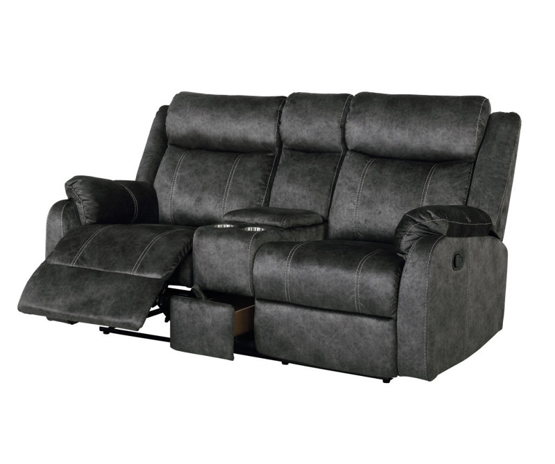 Causeuse inclinable manuelle en microfibre 70 po avec rangement 70 po