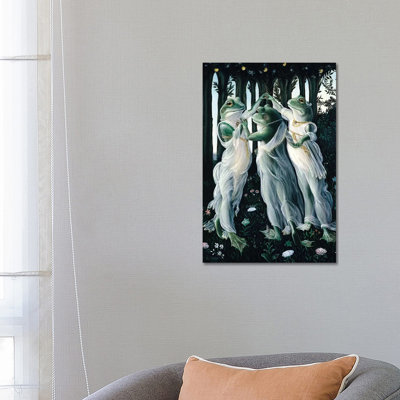 Botticelli Frogs by Melinda Copper - Wrapped Canvas Painting