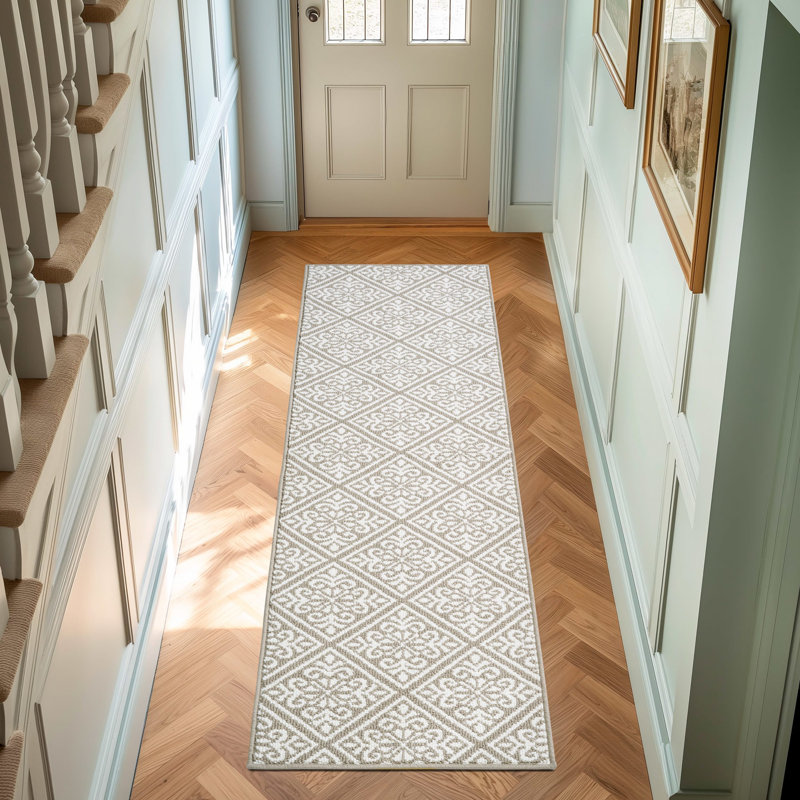 Laura Ashley Austell Two-Tone Machine Washable All Loop Tufted Rugs 1-Piece, Runner 2'2" x 8', Linen/Natural