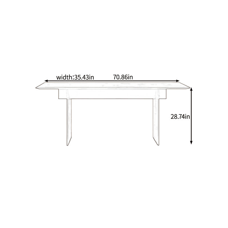Grande table de salle à manger écologique en bois massif, Noir, H 28,74 po x L 70,86 po x l 35,43 po