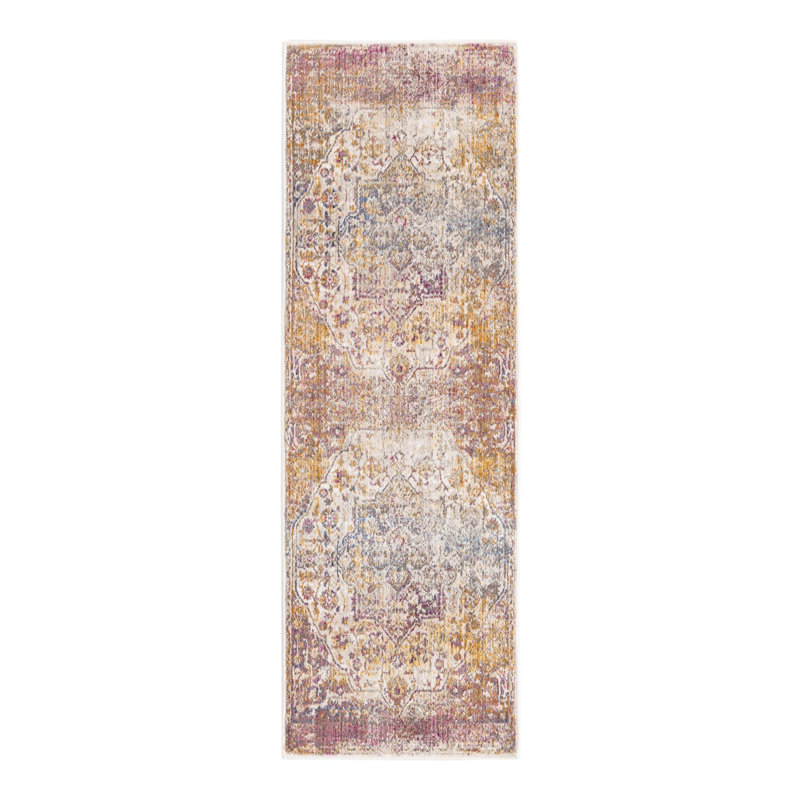 Tapis beige / rose / gris Behlke, Tapis de couloir 2 pi x 6 pi