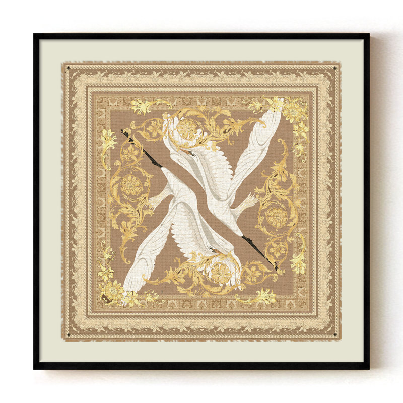 Celestial Cranes – Radiant Crane Harmony Wall Art | 20"H x 20"W | Black Frame, Black, 20" H x 20" W