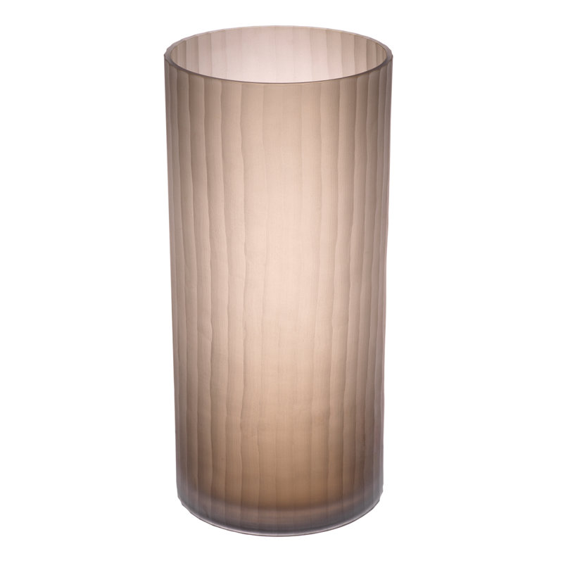 Vase de table en verre soufflé à la main Haight, H 17,72 po x l 8,66 po x P 8,66 po, Brun givré