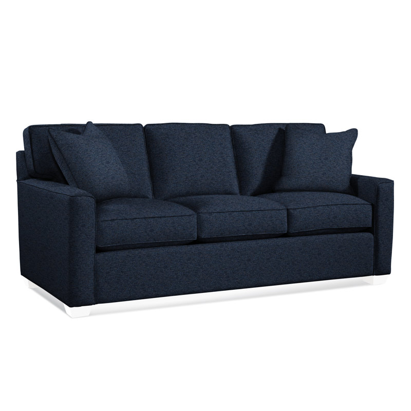 Canapé-lit Frye 3 sur 3, Matelas à ressorts, Blanc givré, Bleu marine de base