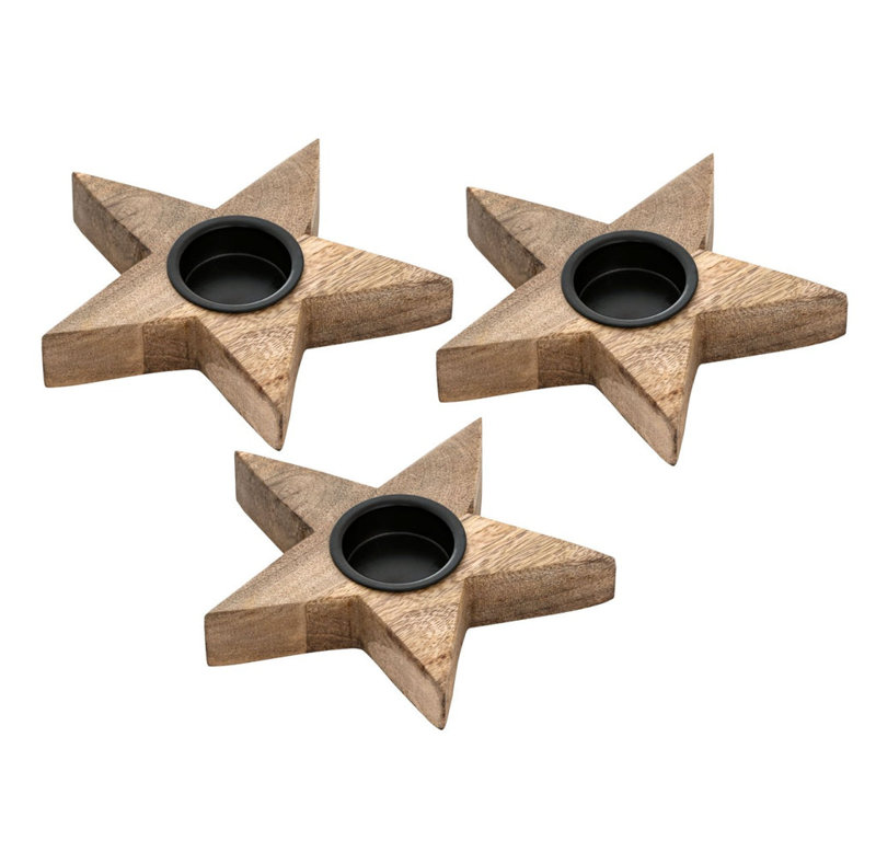 3 Piece Wood Tealight Holder Set