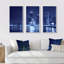 «Blue Chicago Skyline Night - Cityscape», ensemble d'art mural sur toile-499541146-499541147