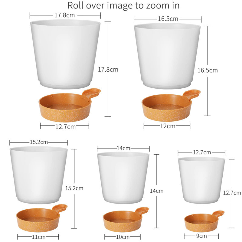 Plant Pots with Drainage Hole, White