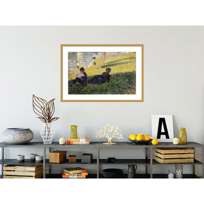 Étude pour un dimanche après midi à l'île de la Grande »par Georges Seurat - Impression Giclée encadrée