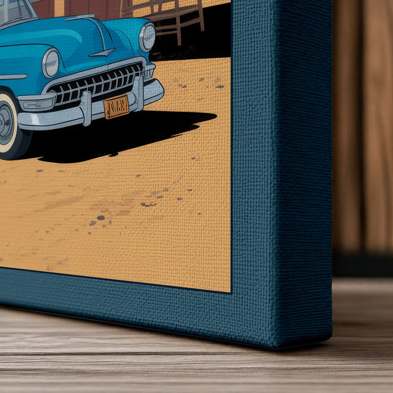 Oasis Diner Retro - Wrapped Canvas, 18x12 - 45.7 x 30.5 cm, Teal Border