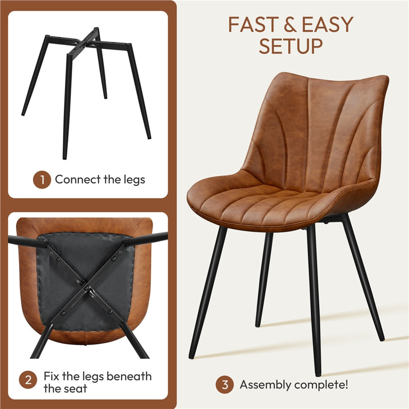 52cm H Tufted Upholstered Side Chair, Retro Brown