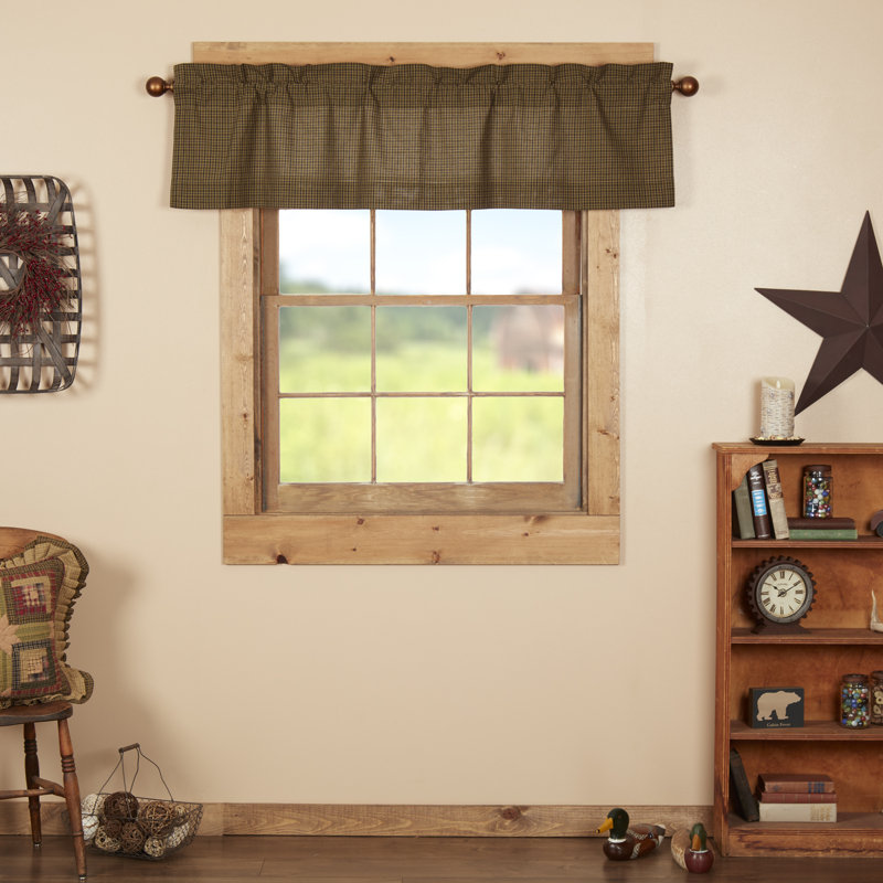 Moss Green Plaid Cotton Rod Pocket 60" Window Valance