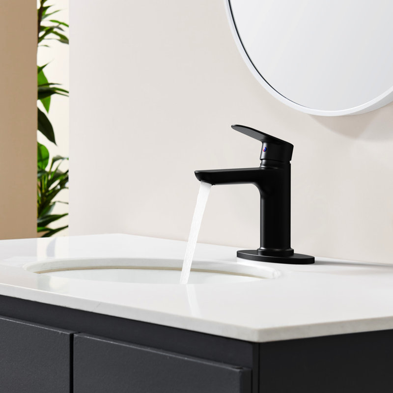 Robinet de salle de bain noir mat - fixé au comptoir pour 1 trou, surface anti-égratignure, anti-corrosion, aérateur à économie d'eau
