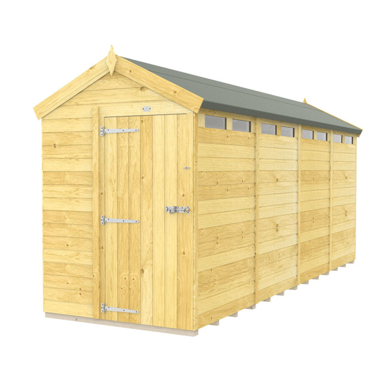 5ft x 16ft Apex Security Shed - Single Door