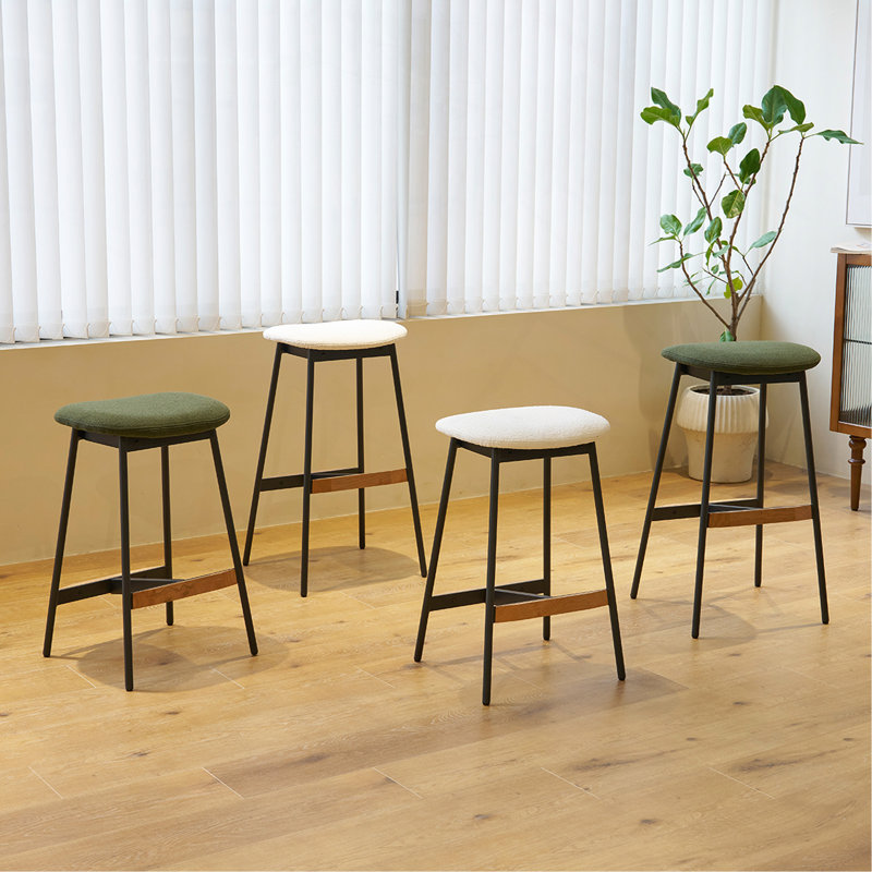 Ensemble moderne de 2 tabourets de bar, tabourets de bar confortables et élégants, rembourrés de tissu doux, sans dossier pour la cuisine et les chaises de bar de la salle à manger