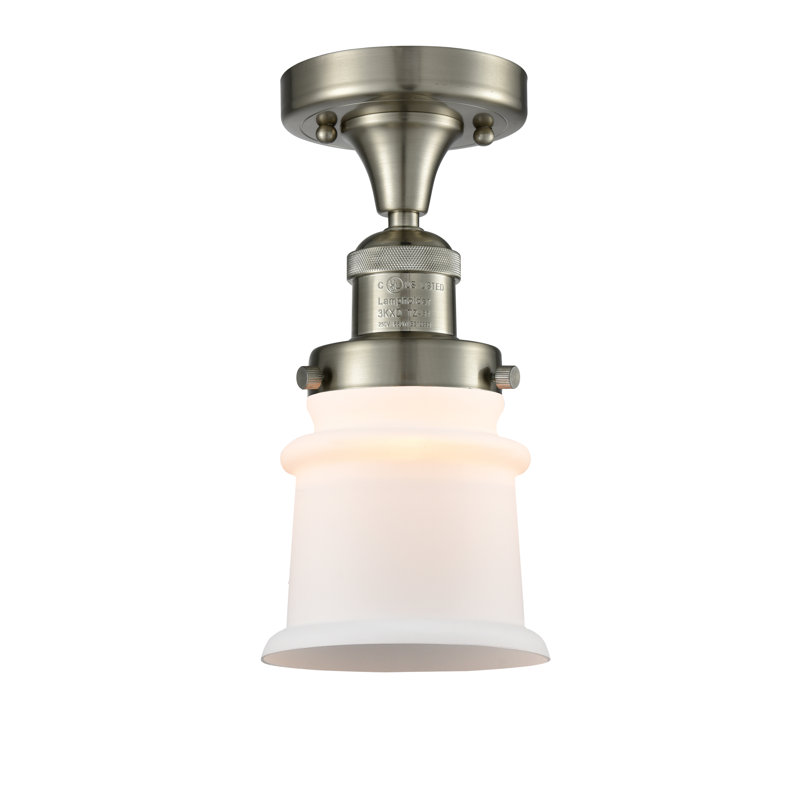 Plafonnier semi-encastré 1 lumière 5,25 po Alexandira, Ampoule non incluse, Boîtier blanc mat, Nickel satiné brossé