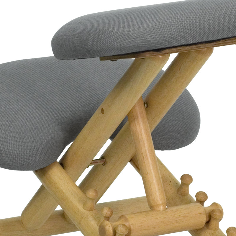 Mobile Wooden Ergonomic Kneeling Office Chair, Grey