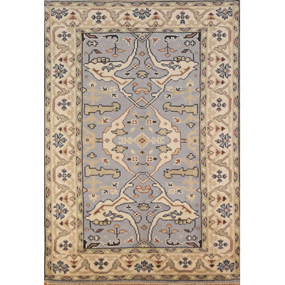 Tapis oriental bleu clair Oushak 4 x 6