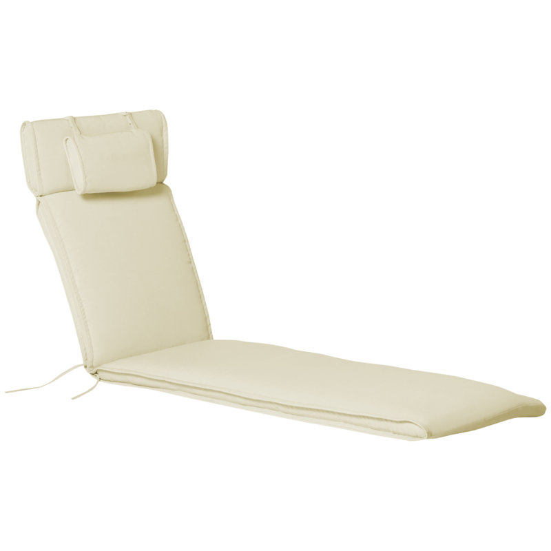Coussin de chaise longue de jardin avec rembourrage épais, appui-tête, crème