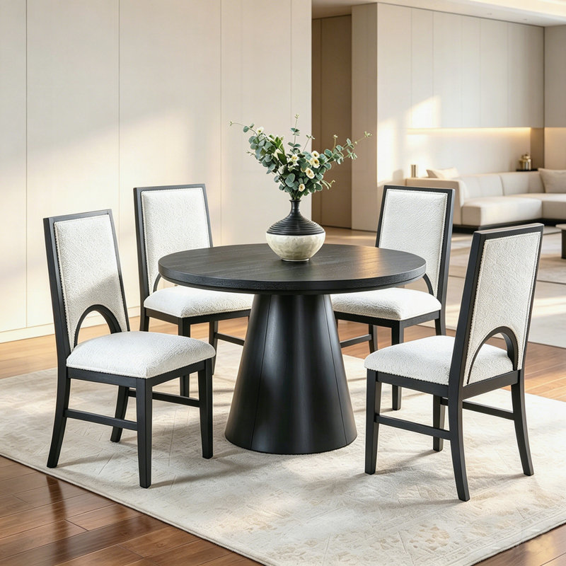 Chaises de salle à manger modernes avec siège et dossier rembourrés avec structure en bois et dossier arqué