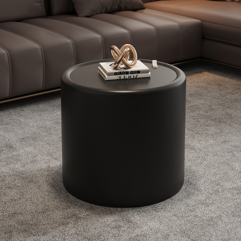 Table basse ronde avec verre trempé, Black