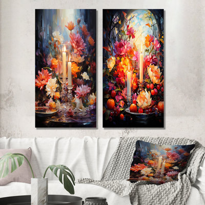 Judaism Blooms Sabbath Blessings - Judaïsme, art mural sur toile, ensemble de 2