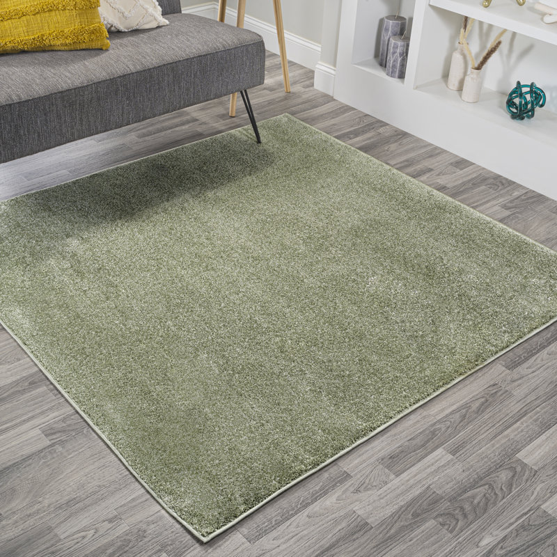 Tapis vert uni à poils courts Aricel, Carré 9 pi