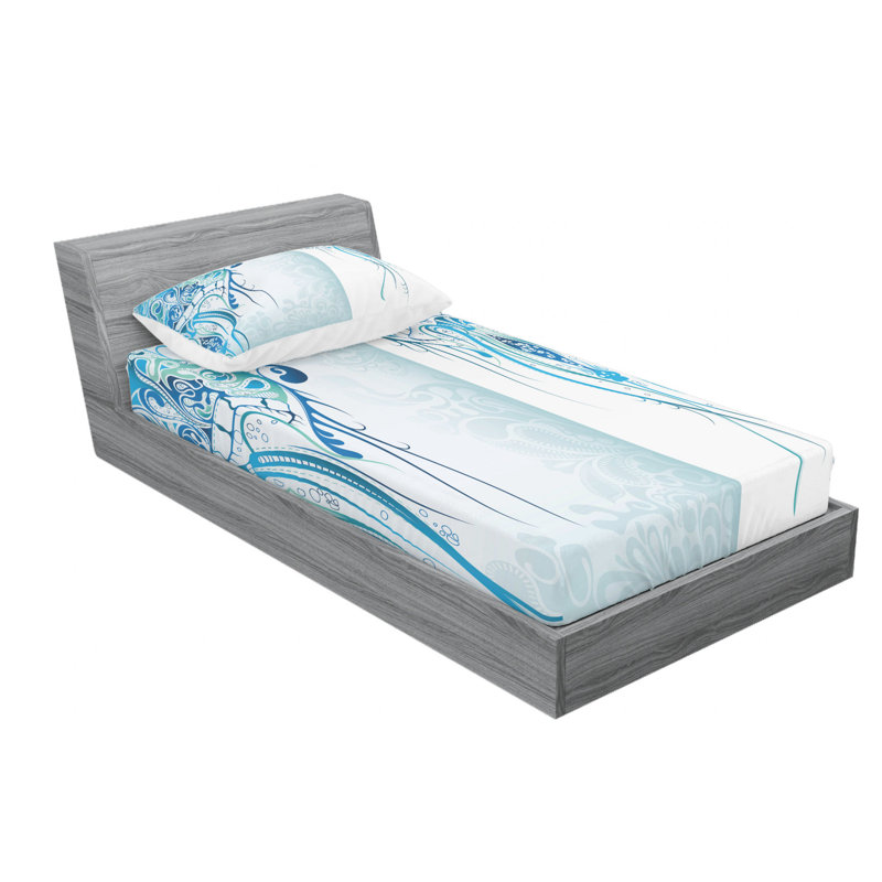 Microfiber Paisley Sheet Set, Twin XL Sheet Set with Fitted Sheet