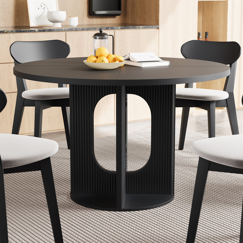 Zambrano 47.24" Round Pedestal Dining Table, Black