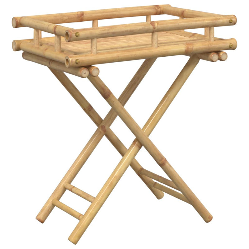 Natural Bamboo Folding Tray Table for Indoor/Outdoor Use
