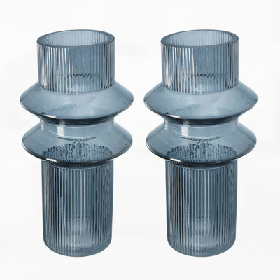Vases d'appoint cannelés cannelés, ensemble de 2
