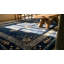 Tapis antique en laine noué à la main bleu antique des années 1900