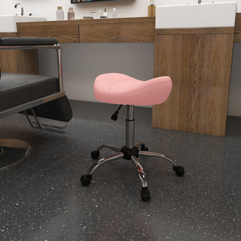 Lewey Adjustable Height Lab Stool with Wheels, Pink