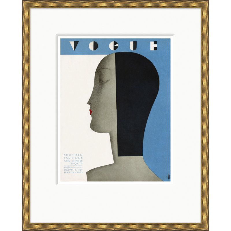 Vogue Cover, Winter Sports & Fashion, Eduardo Garcia Benito, January 4, 1930 Print by Eduardo Garcia Benito, Gold