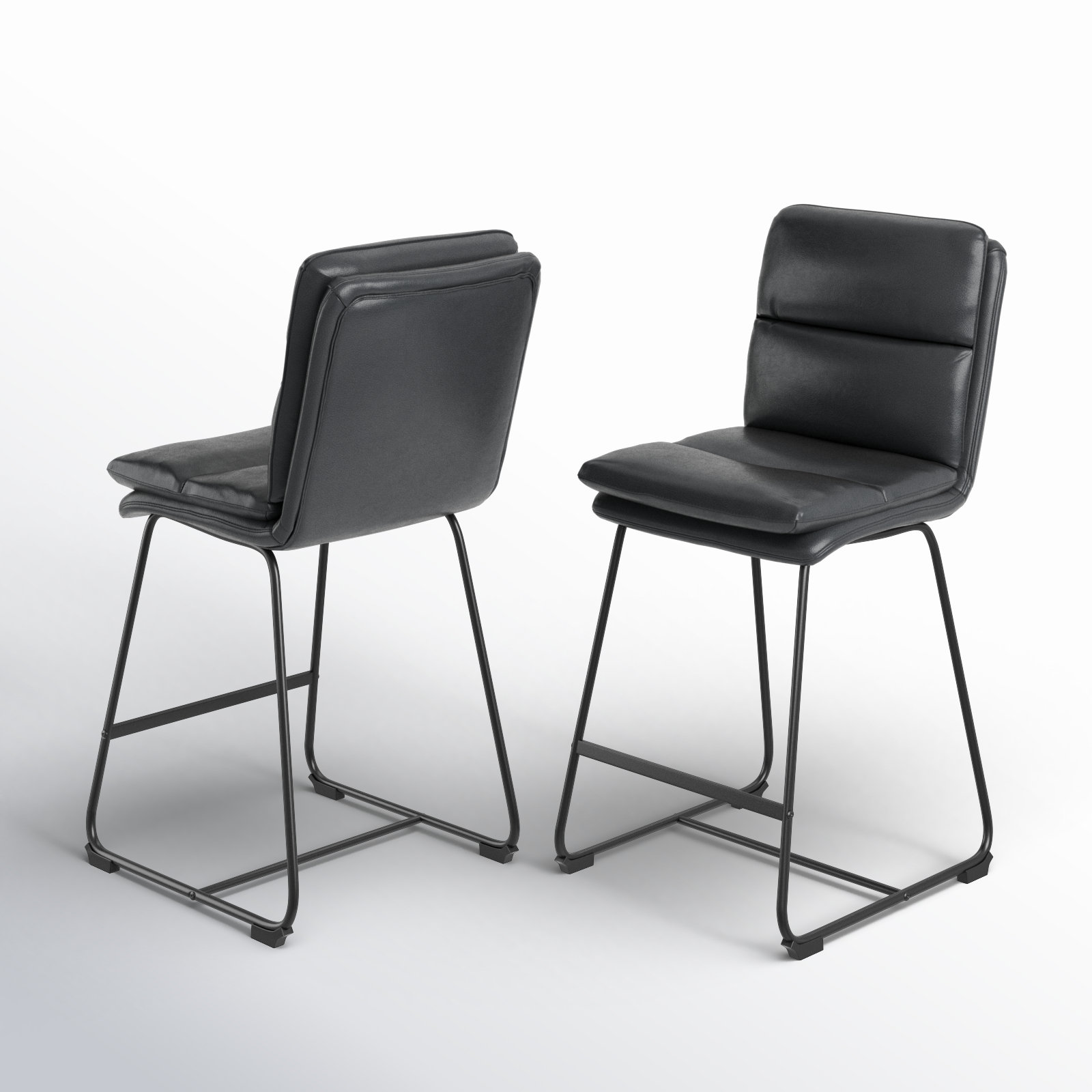 Volana Bar and Counter Stool, Counter Stool (26.5" Seat Height), Grey Faux Leather