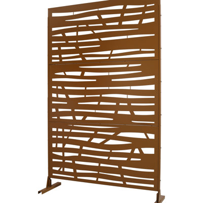 Paravent 76 po H48 po en métal - brun pour l'extérieur et l'intérieur