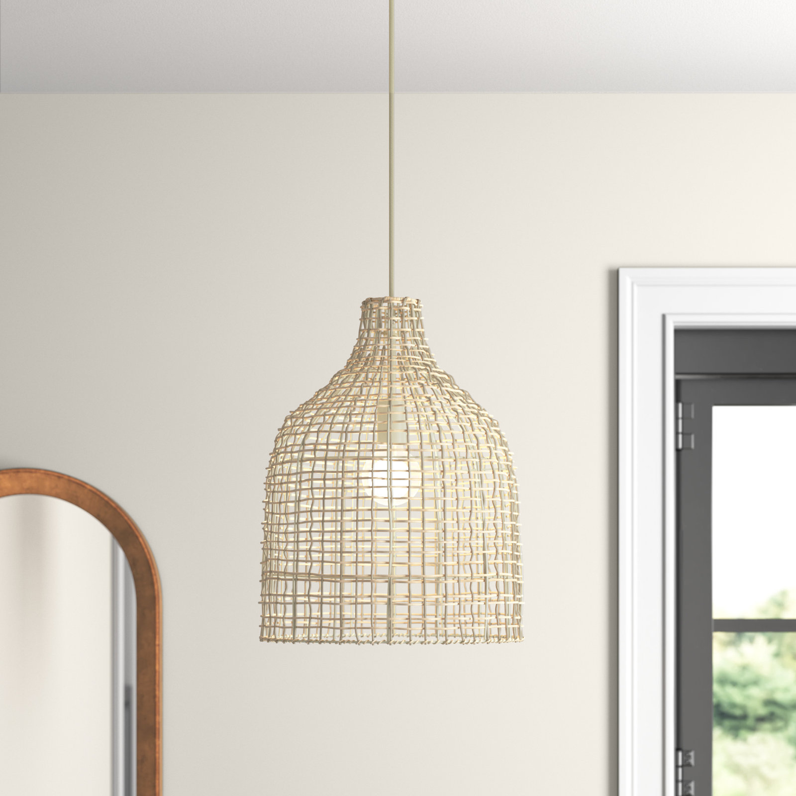 Semele Single Light Rattan Dimmable Pendant