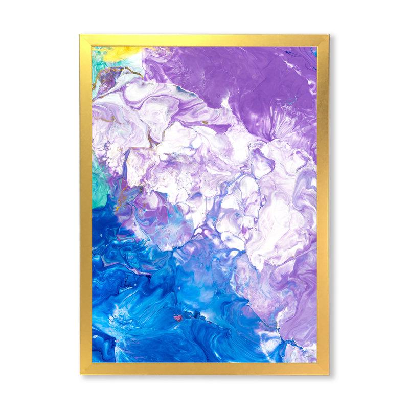«Blue Pink and White», peinture sur toile, Toile à cadre d'angle fermé doré, H 20 po x l 12 po