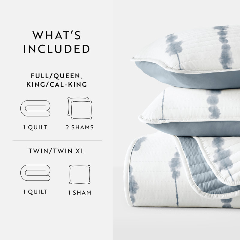 King Navy Blue Reversible Microfiber Quilt Set with Shams