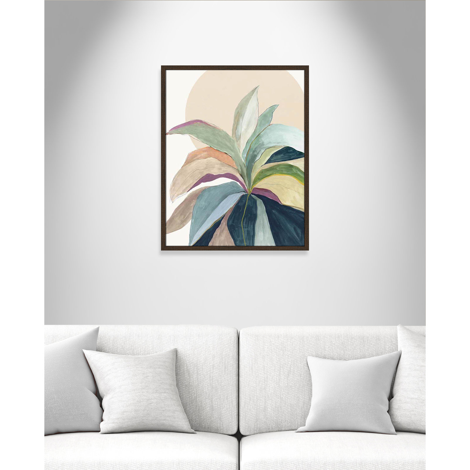 Sunny Bright Leaves II by Asia Jensen, Walnut Slim Unmatted Picture Framed, 29.5" H x 23.5" W x 0.75" D