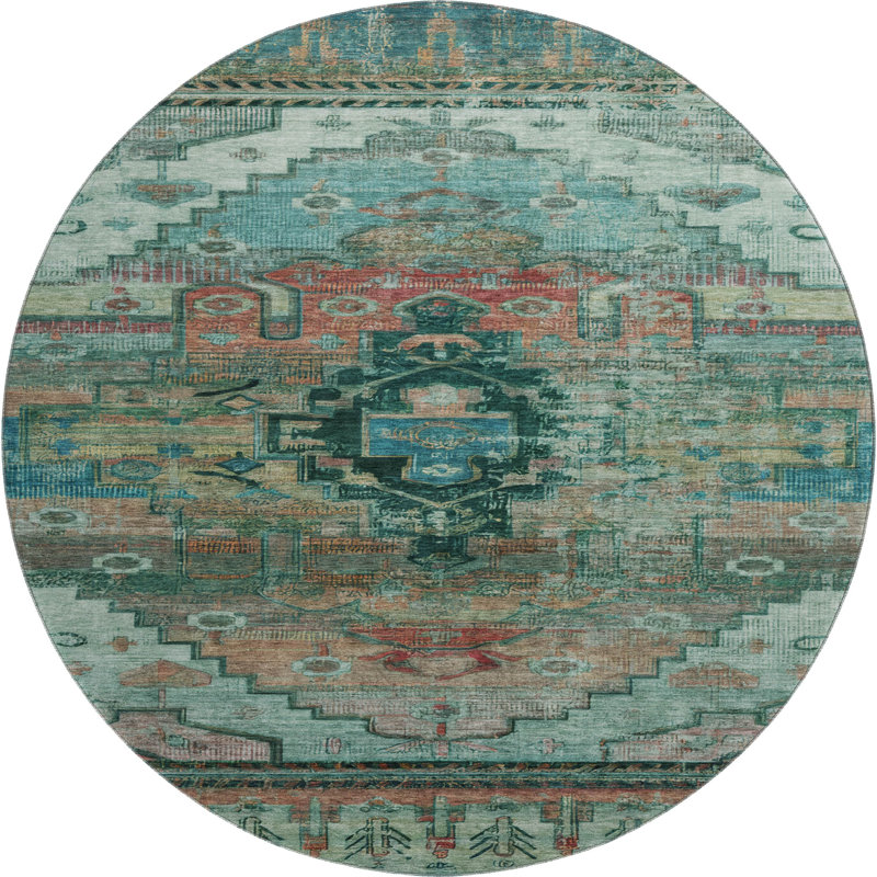 Premium Machine Washable Verlin AMF1776 Tribal Rug, Round 8'