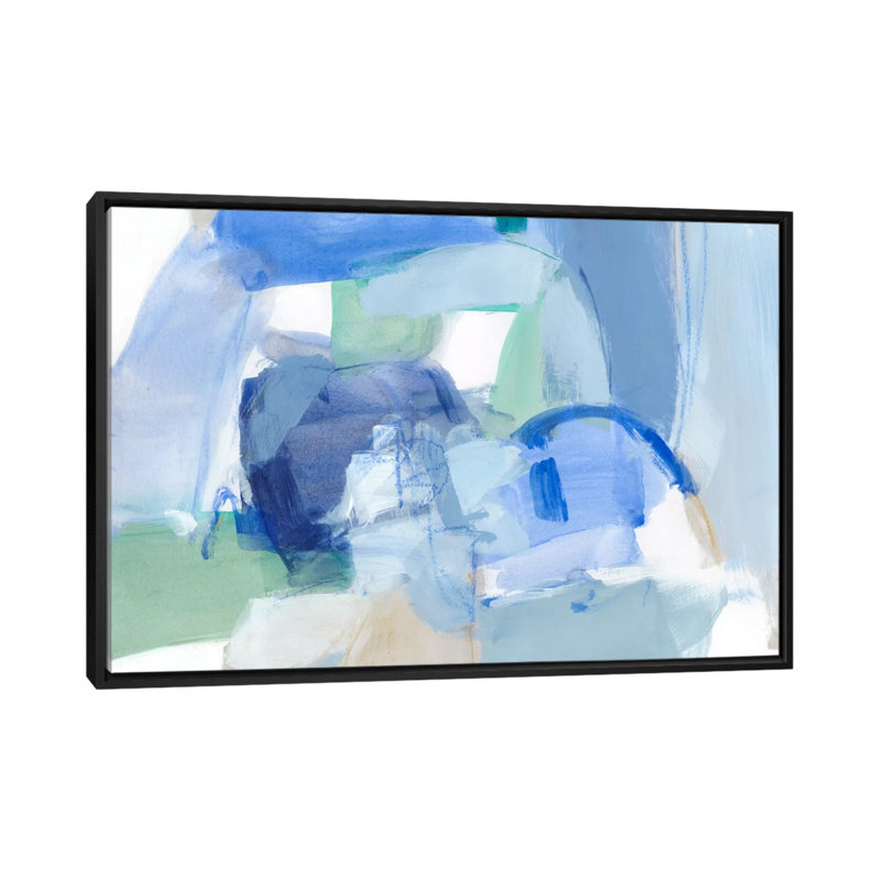 « blue formation ii », reproduction sur toile, H 18 po x l 26 po x P 1,5 po, Toile avec cadre noir, Pas de tapis