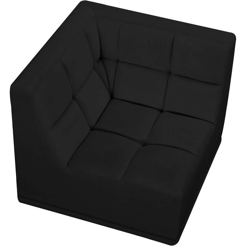 Fauteuil en velours capitonné l 34 po, Velours noir