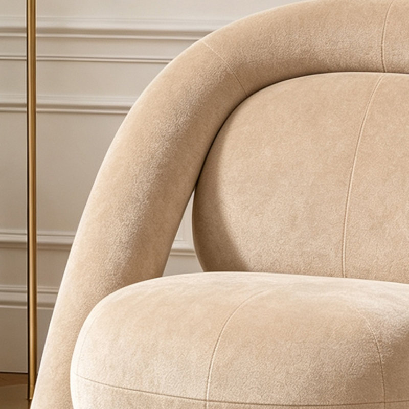 Méridienne moderne rembourrée en velours, Beige